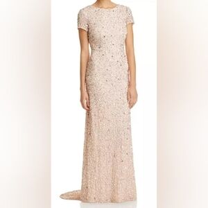 Adrianna Papell Blush Sequin Maxi Dress